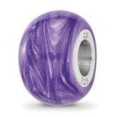 Sterling Silver Reflections Rhodium-plated Shimmer Purple Enameled Bead